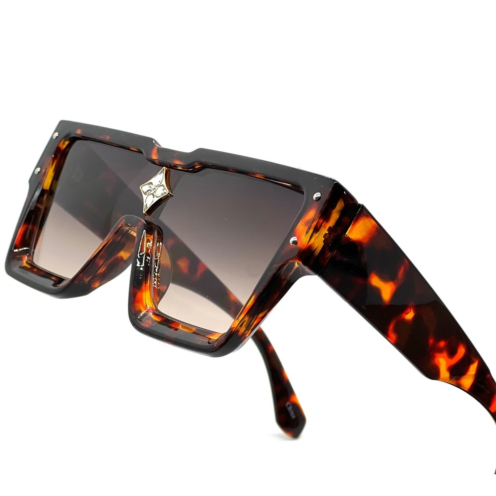 Oversized Square Tortoise Sunglasses Women Fashion Designer Flower Rhinestone‎